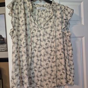 Sweet Rain Cream Butterfly Print Blouse